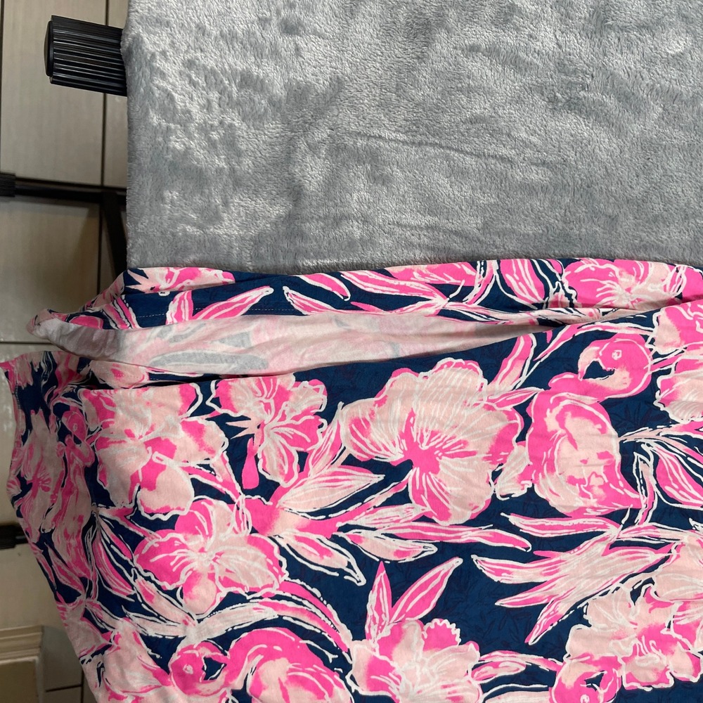Lilly Pulitzer Pink Navy Floral Flamingo Maxi Dress Long Sleeve Small - Picture 4 of 8